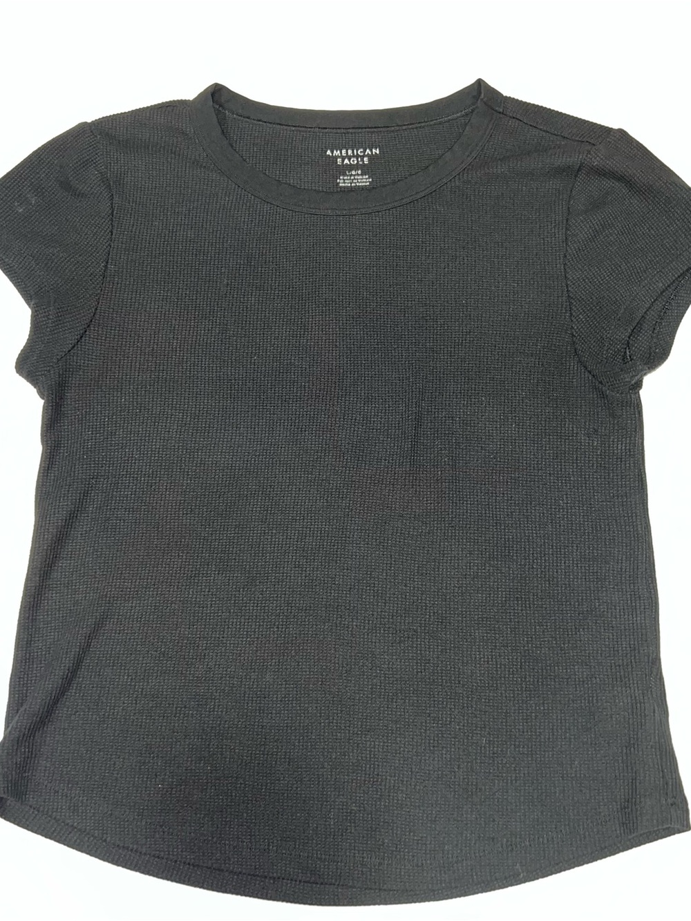 American Eagle Black Ribbed Baby Tee